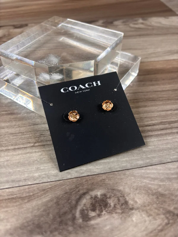 Drop Earrings with Textured Surface -Earrings Designer By Coach, Size: 9.5