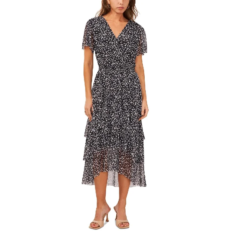 Animal Print Dresses for Fun -Vince Camuto Womens Plus   Abstract Print Mesh Midi Dress