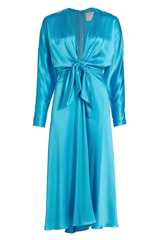 Tiered Dresses for Voluminous -Long Sleeve Tie Front Dress