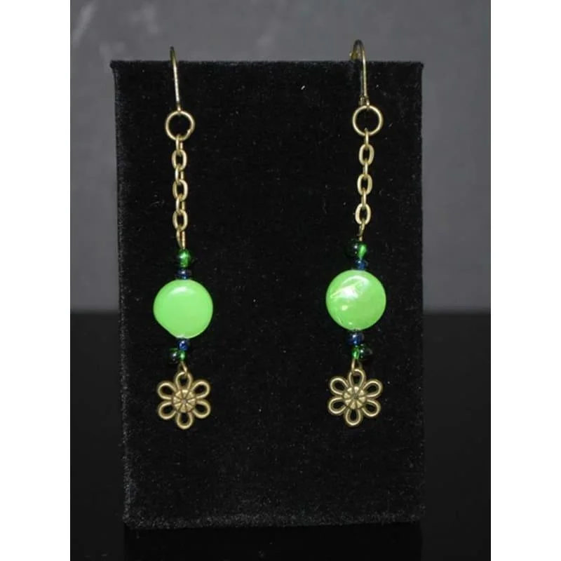 Contemporary Drop Earrings for Fashion -Green Antique Dangle Boho Earrings