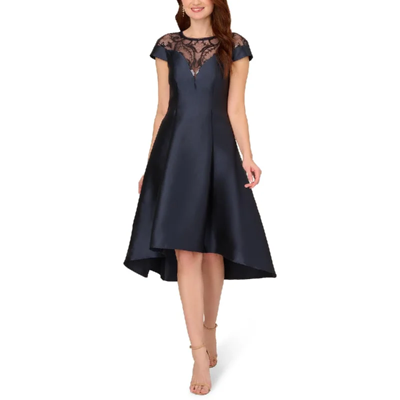 Flared Dresses for Retro -Adrianna Papell Womens Mikado Hi-Low Fit & Flare Cocktail And Party Dress