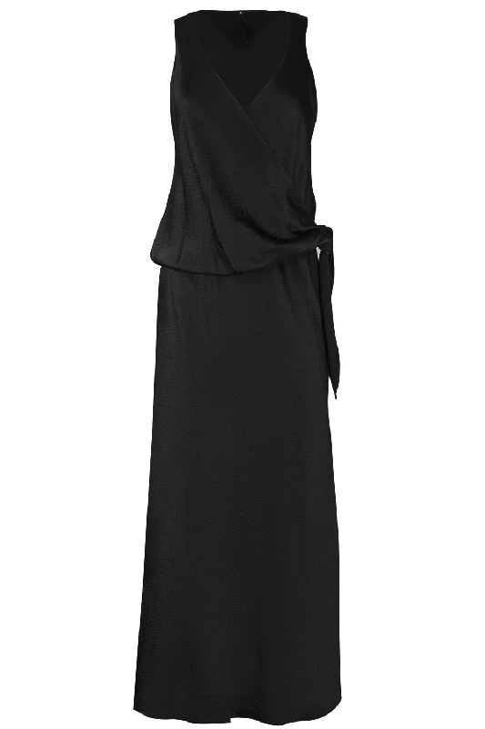 Ball Gown Dresses for Glamour -Sleeveless Wrap Dress - Black