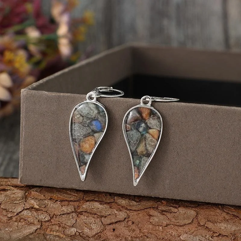 Magnetic Closure Drop Earrings for Easy -Earrings Natural Stone Dangle Multicolor Drop Earrings