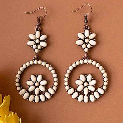 Magnetic Closure Drop Earrings for Easy -Squash Blossom Garden Earrings- 2 Colors