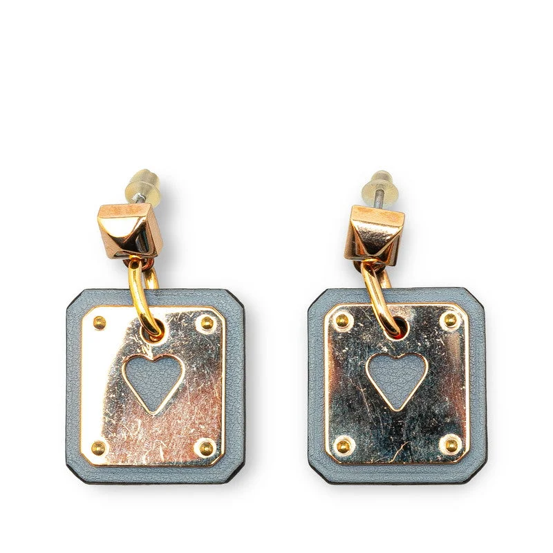 Gothic Drop Earrings with Dark Tone -Hermes As de Coeur PM Heart Earrings Gold Light Blue