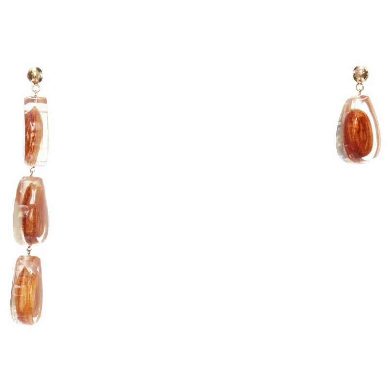 Drop Earrings with Keyhole Designs -Jacquemus Les Amandes clear acrylic asymmetric almond drop earrings