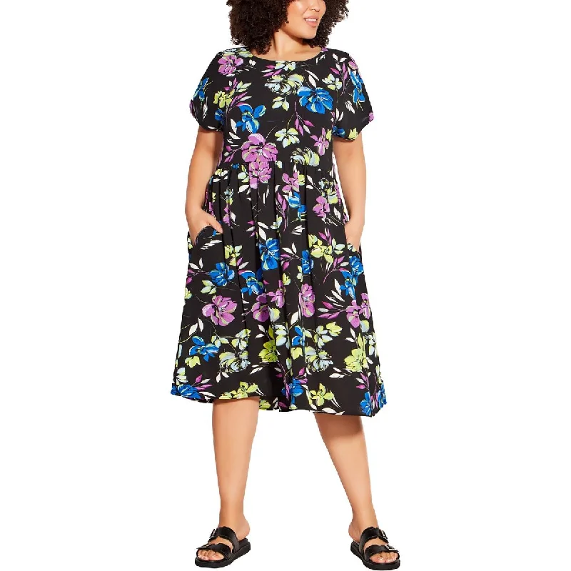 Wrap Dresses for Adjustable -Loralette Womens Plus Doll Up Floral Print Daytime Midi Dress