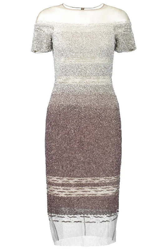 Linen Dresses for Breathable -Signature Sequin Cocktail Dress - Silver Grey