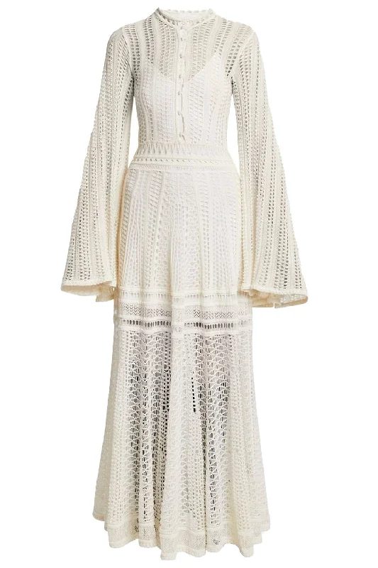 Beaded Dresses for Glamour -Eyelet Knit Maxi Dress