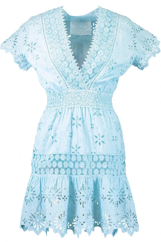 Zippered Dresses for Convenience -Summer Dress - Aqua