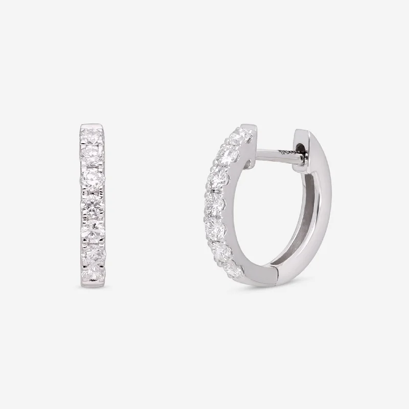 Magnetic Closure Drop Earrings for Easy -Ina Mar 18K White Gold Diamond 0.30ct.twd. Huggie Earrings AER-16273