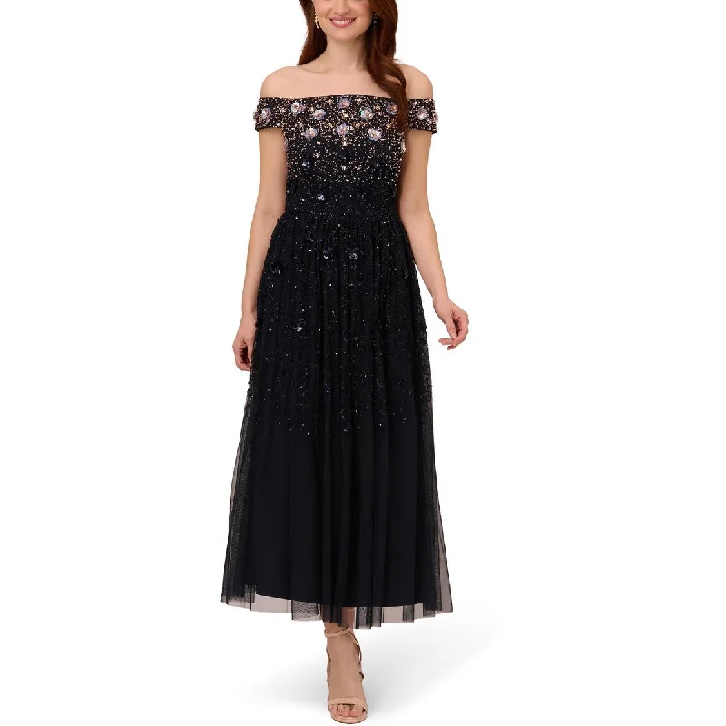 Solid Color Dresses for Simple -Adrianna Papell Womens Sequin Beaded Cocktail And Party Dress