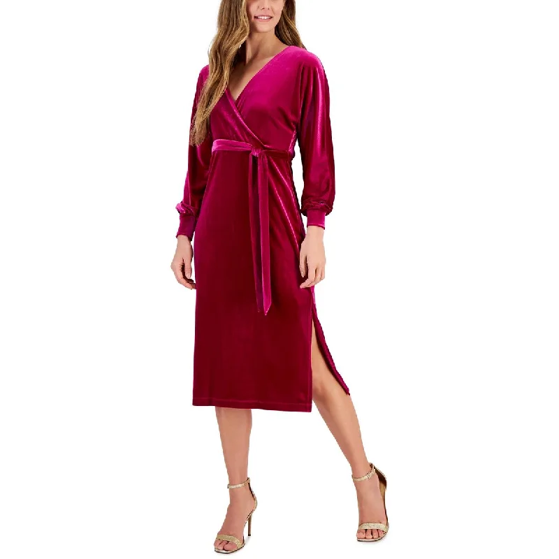 Capri Dresses for Playful -Taylor Womens Velvet A-Line Midi Dress