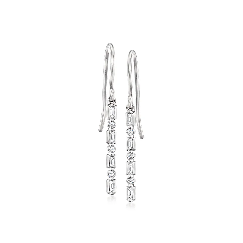 Gothic Drop Earrings with Dark Tone -RS Pure by Ross-Simons Diamond Linear Drop Earrings in Sterling Silver