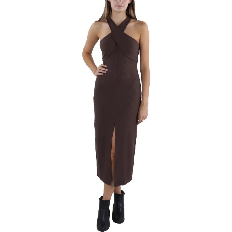 Buttoned Dresses for Stylish -Lost + Wander Womens Ribbed Mid Calf Midi Dress