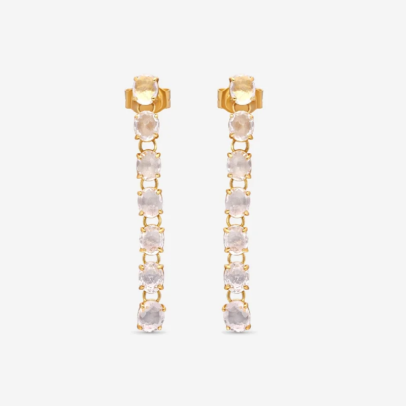 Drop Earrings for Mother's Day -Nanis 18K Yellow Gold Rock Crystal Drop Earrings OA29-565