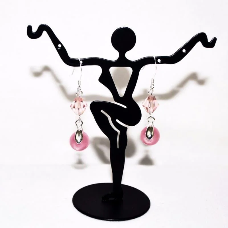 Detachable Drop Earrings with Charms -Pink Mexican Opal Dangle Women's Earrings