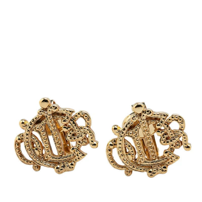 Maximalist Drop Earrings for Bling -Dior Logo Motif Gold Earrings