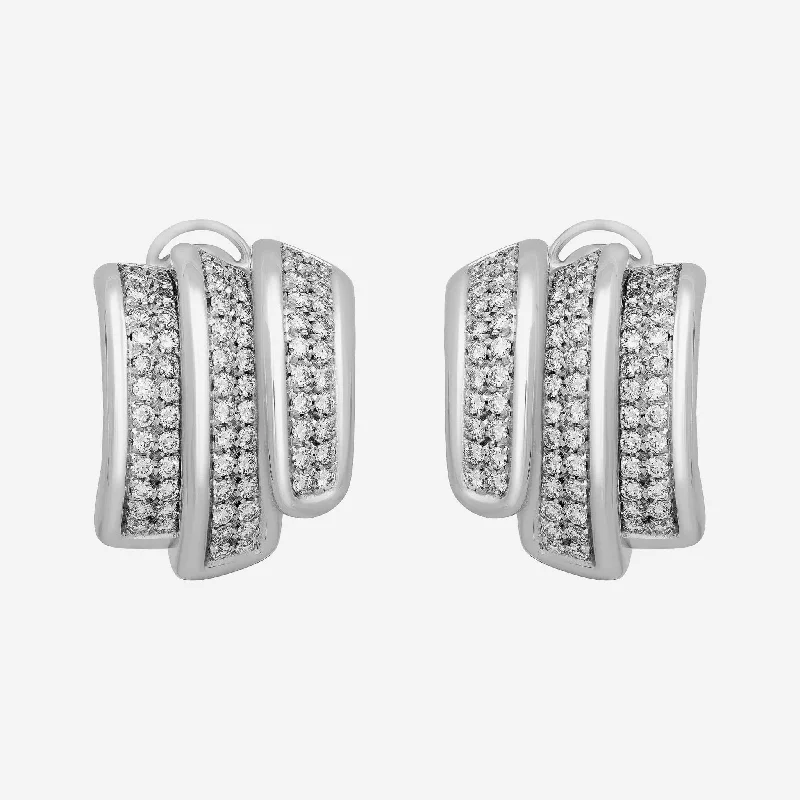 Drop Earrings for Casual Outfit -SALVINI 18K White Gold, 1.86ct. tw. Diamond Huggie Earrings 20007911