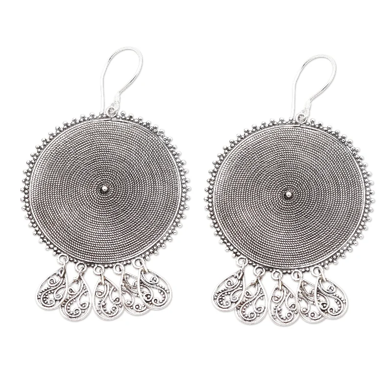 Lightweight Drop Earrings for All Day -Novica Handmade Spinning Dreams Sterling Silver Dangle Earrings