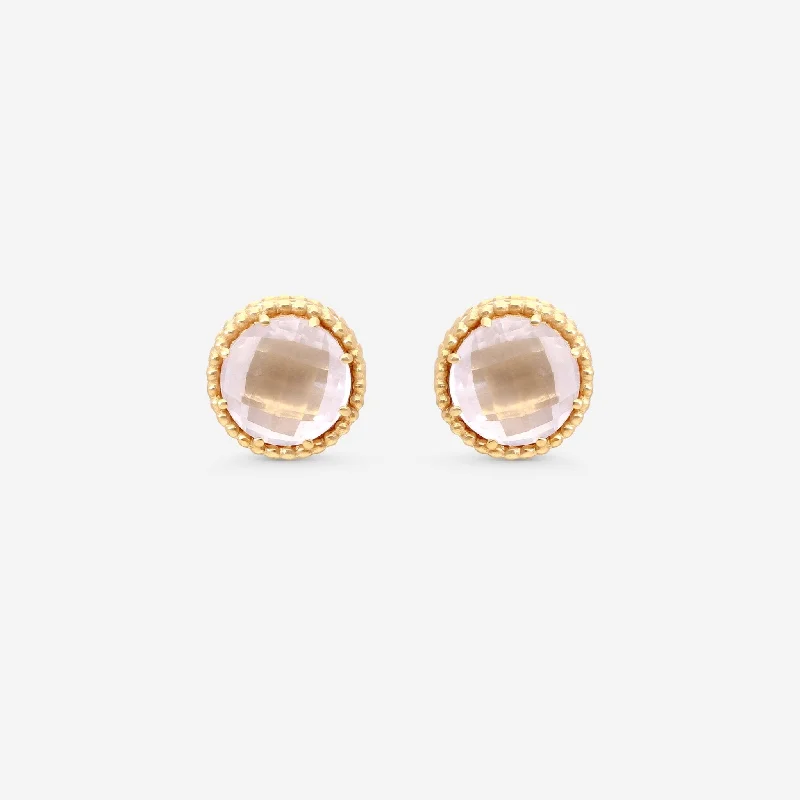 Tarnish Resistant Drop Earrings for Longevity -Nanis 18K Yellow Gold Rock Crystal Earrings OA28-560