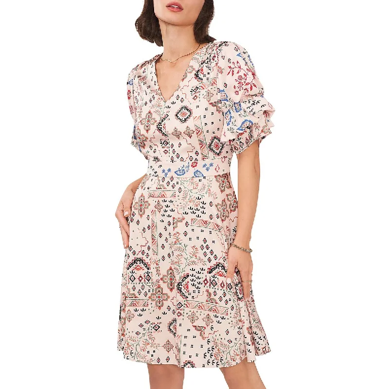 Patchwork Dresses for Bohemian -1.State Womens Above Knee Printed Fit & Flare Dress