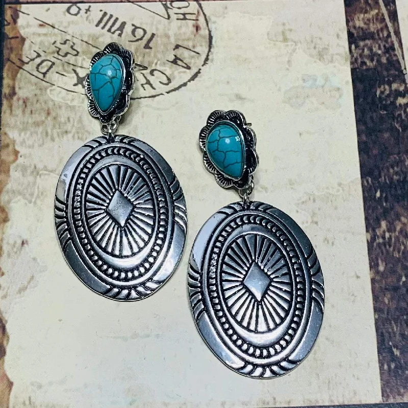 Drop Earrings for Fitness Activities -The Traveler Turquoise Earrings