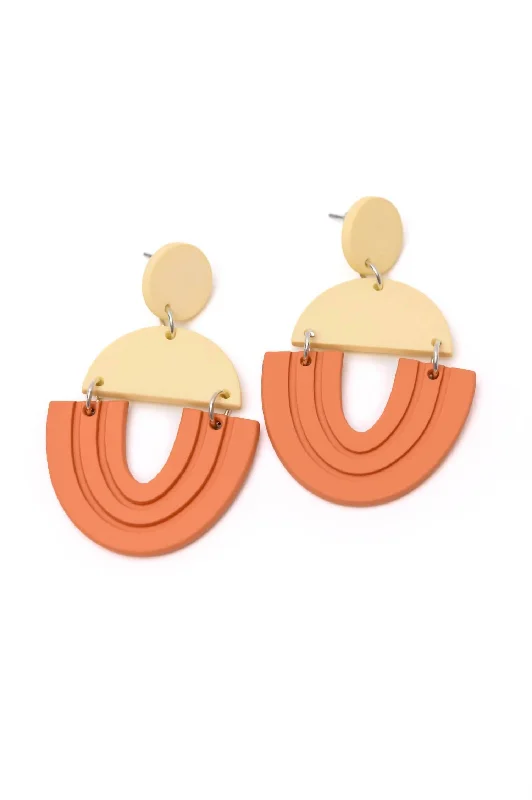 Drop Earrings with Floral Motifs -Women's Right On Time Earrings In Orange