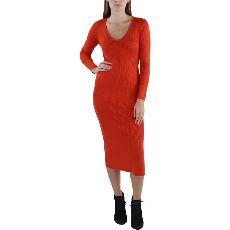 Shift Dresses for Simple Look -French Connection Womens Ribbed Mid Calf Sweaterdress