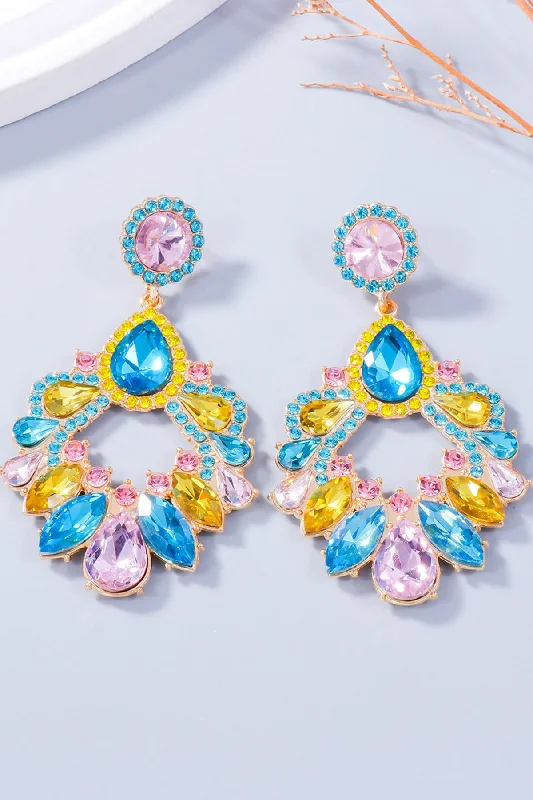 Hippie Drop Earrings with Beads -Dangle Earrings Alloy Rhinestone Teardrop Colorful Women Fashion Jewelry