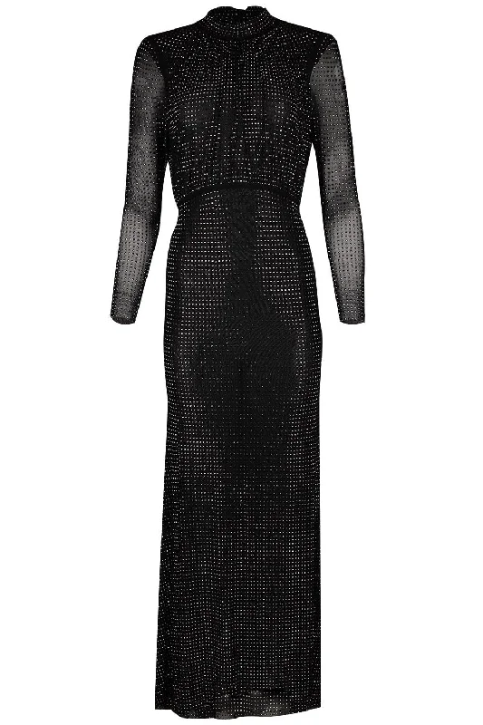 Gray Dresses for Subtle -Rhinestone Mesh Dress