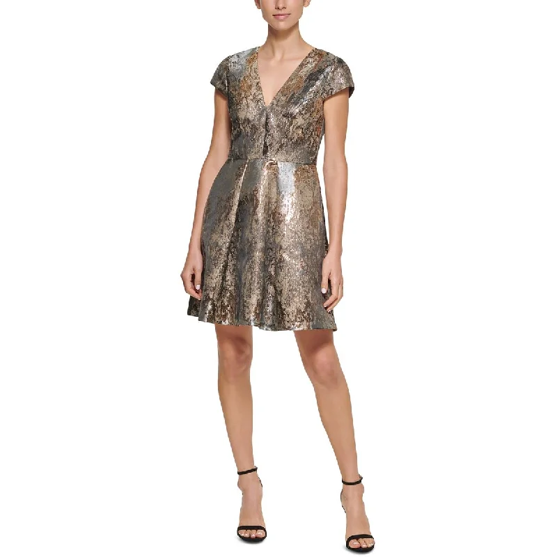 Punk Dresses with Spikes -Vince Camuto Womens Metallic Mini Cocktail and Party Dress