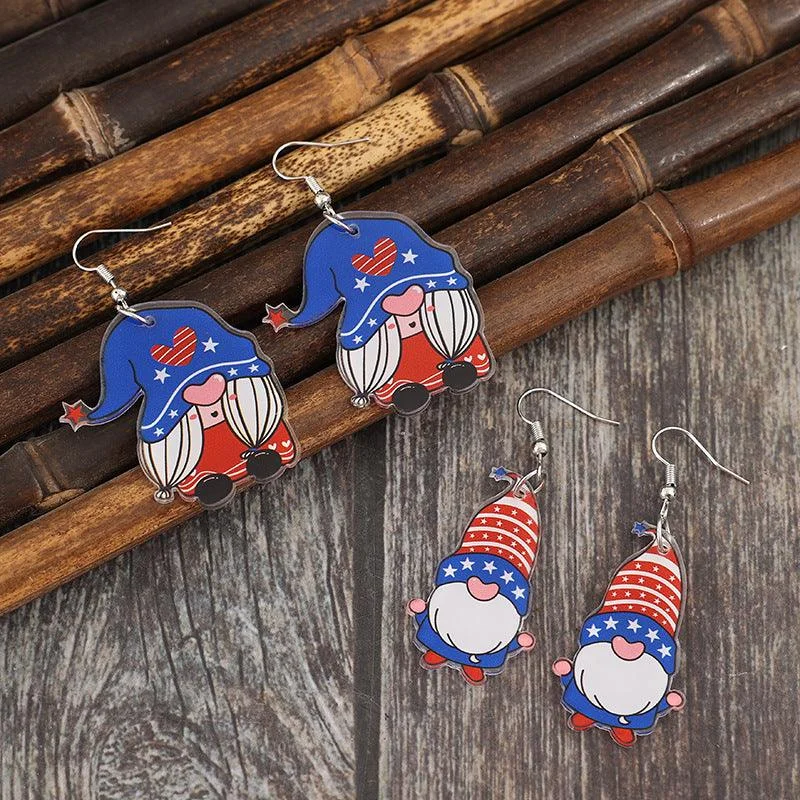 Drop Earrings for Wedding Ceremony -USA Earrings 2 Pair Acrylic Gnome Drop Fashion Earrings