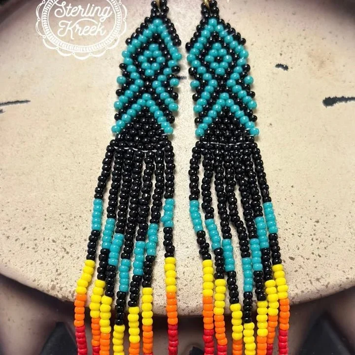 Diamond Drop Earrings for Luxury -Aztec Seed Bead Earrings