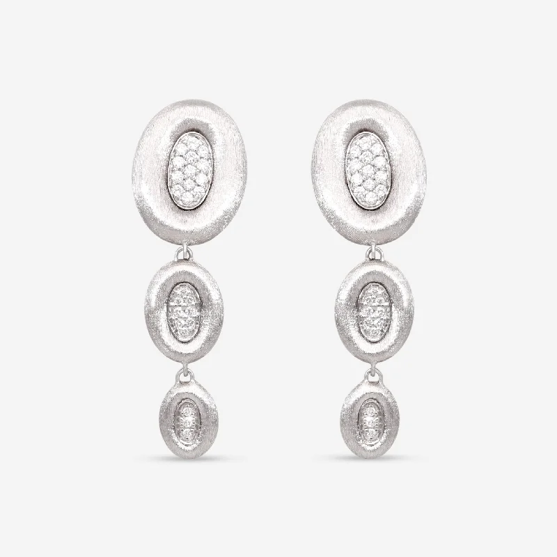 Drop Earrings for Office Wear -Nanis Olga 18K White Gold Diamond Drop Earrings OS1-503