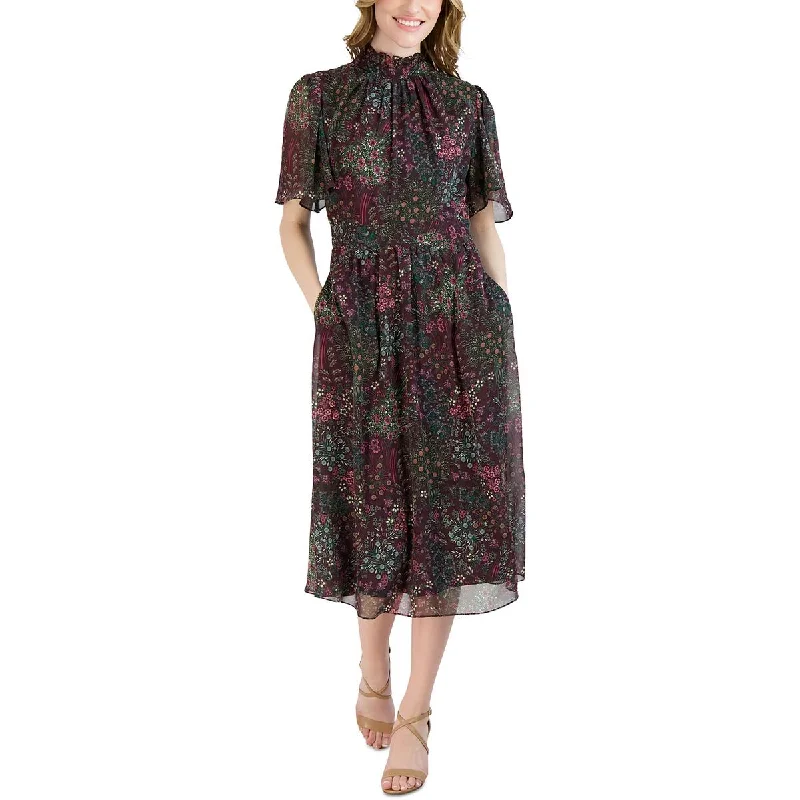 Retro Dresses for Throwback -Julia Jordan Womens Floral Print  Midi Dress