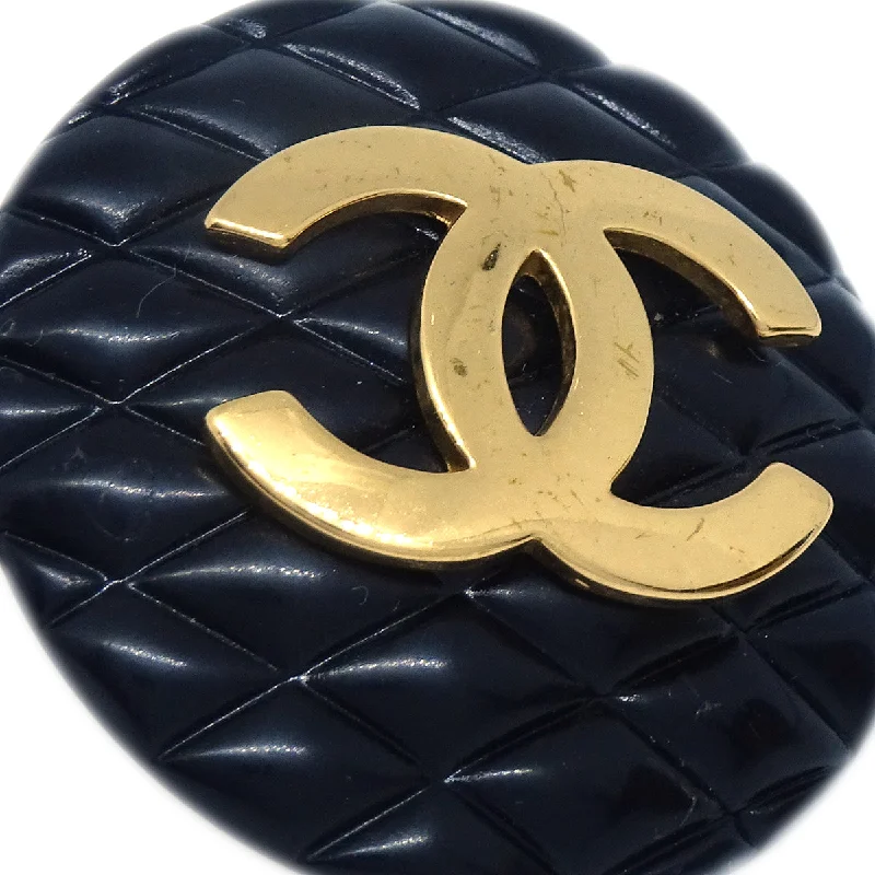 Large Drop Earrings for Statement -Chanel 1993 Earrings Clip-On Gold Black