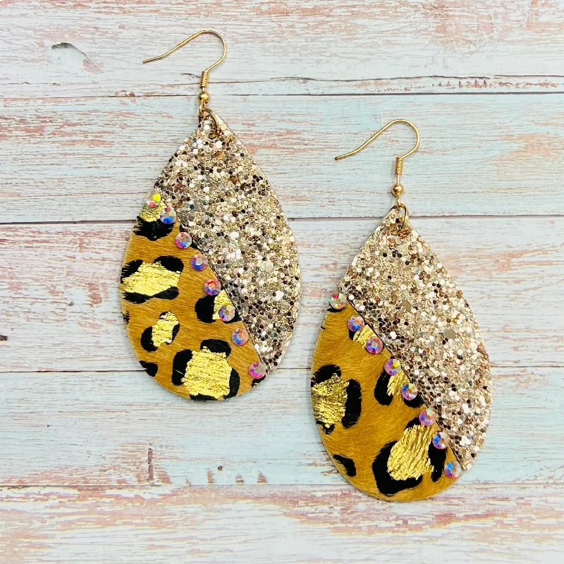 Indian Drop Earrings with Intricacy -Gilded Leopard Earrings