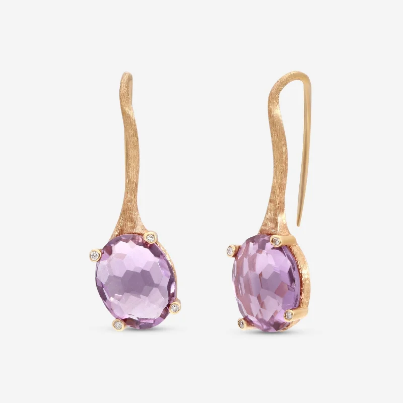 Drop Earrings with Enamel Coating -Nanis 18K Rose Gold Diamond & Amethyst Earrings OS9-515