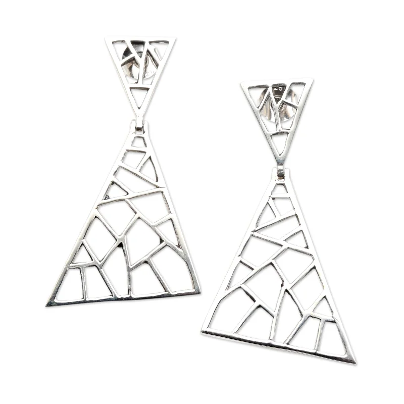 Drop Earrings for Concert Look -Novica Handmade Broken Window Sterling Silver Dangle Earrings