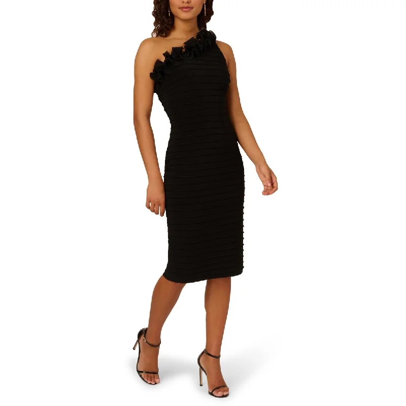 Casual Dresses for Everyday -Adrianna Papell Womens One Shoulder Ruffle Neck Cocktail And Party Dress