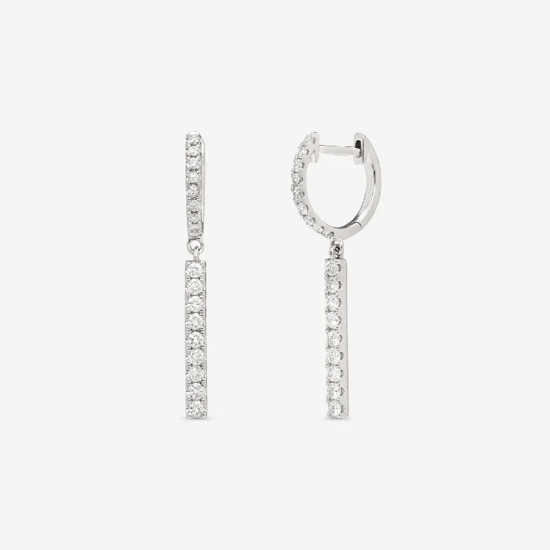 Drop Earrings with Debossed Designs -Ina Mar 18K White Gold Diamond 0.55ct.twd Drop Earrings AER-18073