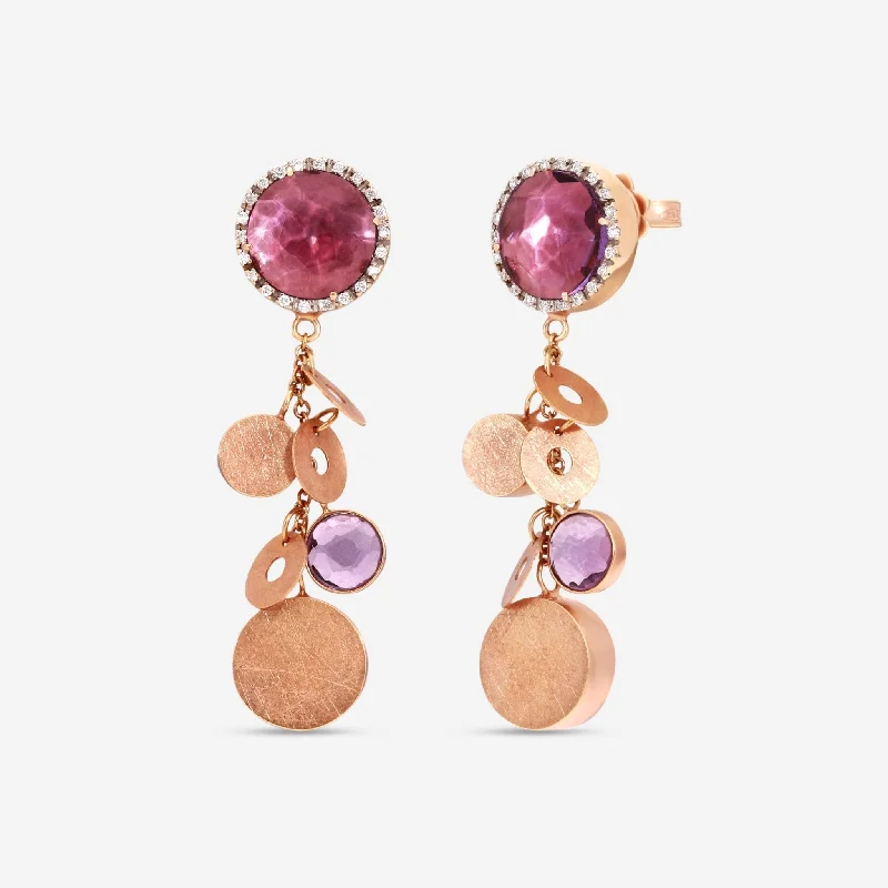 Drop Earrings with Keyhole Designs -Nanis 18K Yellow Gold Diamond & Amethyst Drop Earrings OS2-501