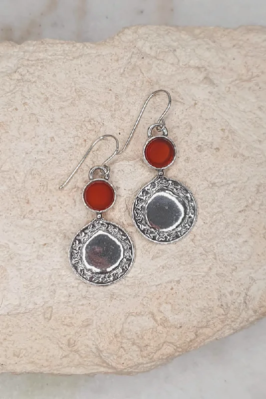 Drop Earrings with Hammered Finish -Shayna Earrings