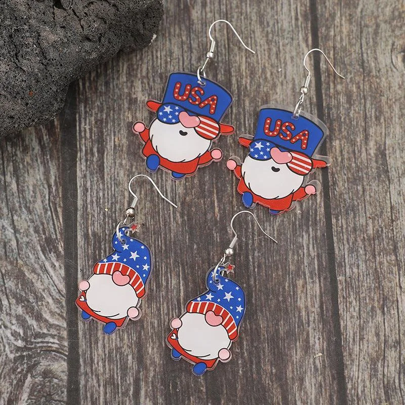 Drop Earrings for Christmas Party -Earrings 2 Pair USA Acrylic Gnome Drop Dangle Earrings