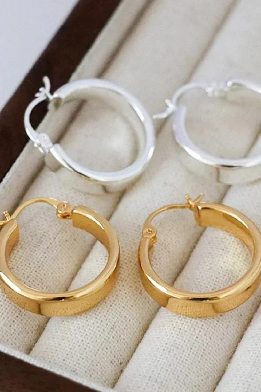 Drop Earrings for Shopping Trip -Hoop Huggie Earrings Gold-Plated Brass Round Women Golden Jewelry