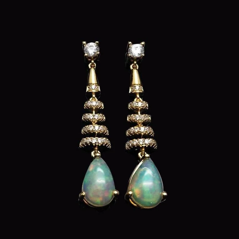 Beaded Drop Earrings for Party -Two c.t Ethiopian Opal Long Elegant Earrings