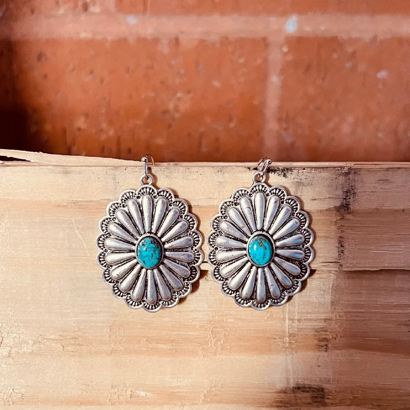 Drop Earrings for Yoga Session -Texas Girl Concho Earrings