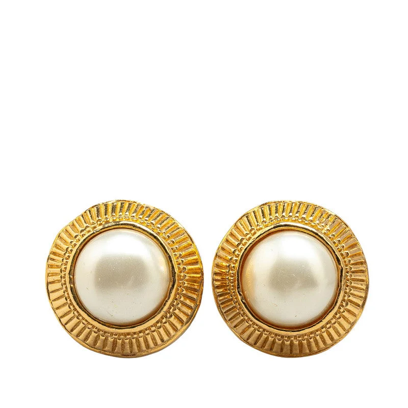 Diamond Drop Earrings for Luxury -Chanel Gold Plated Faux Pearl Earrings