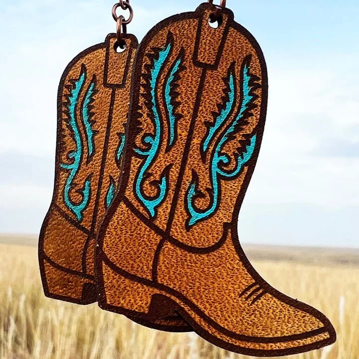 Drop Earrings for Casual Outfit -Turquoise Twitch Boot Earrings